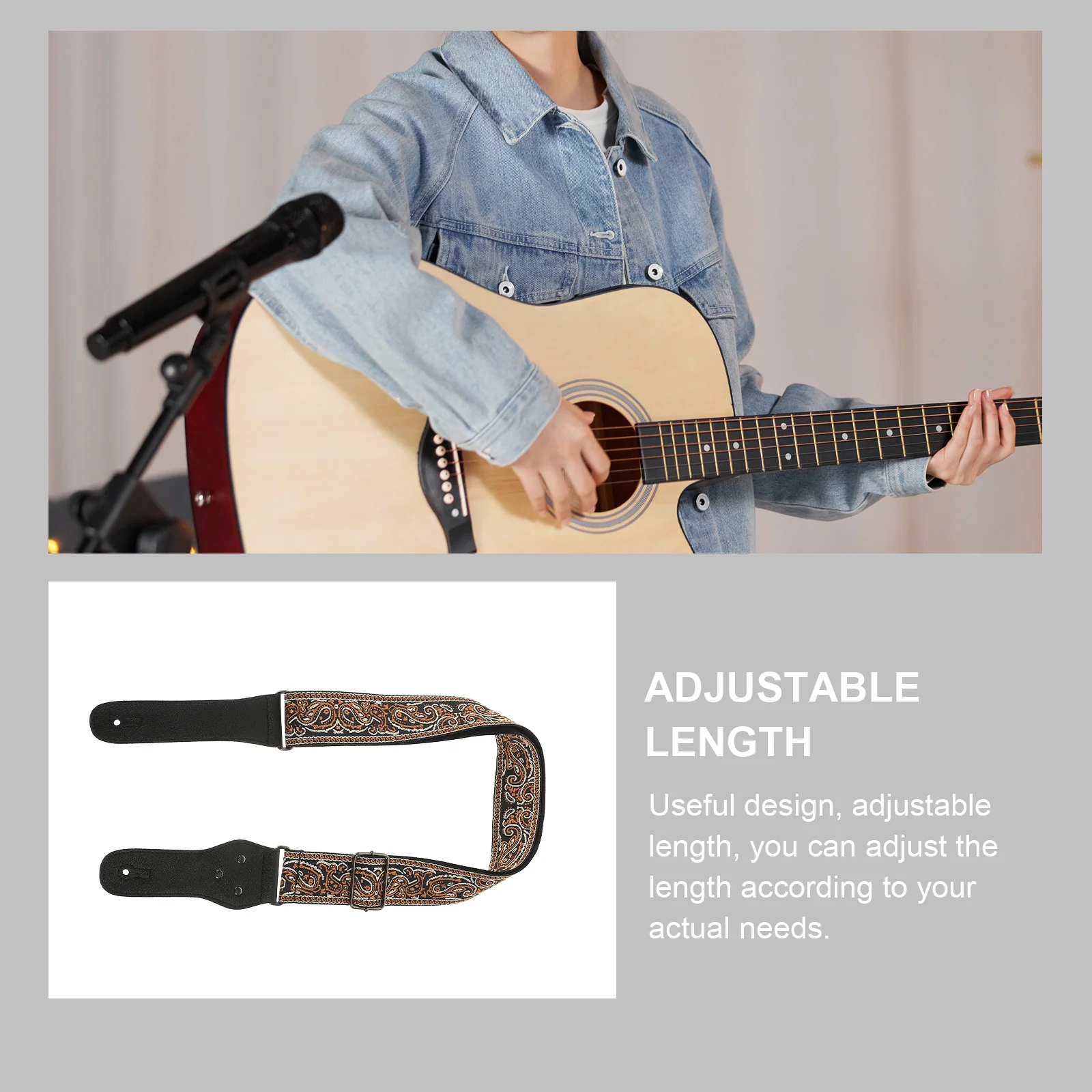 

1Set Guitar Strap Bass Acoustic Electric Wide Comfortable Shoulder Belt Guitar Picks Strap Locks Nylon