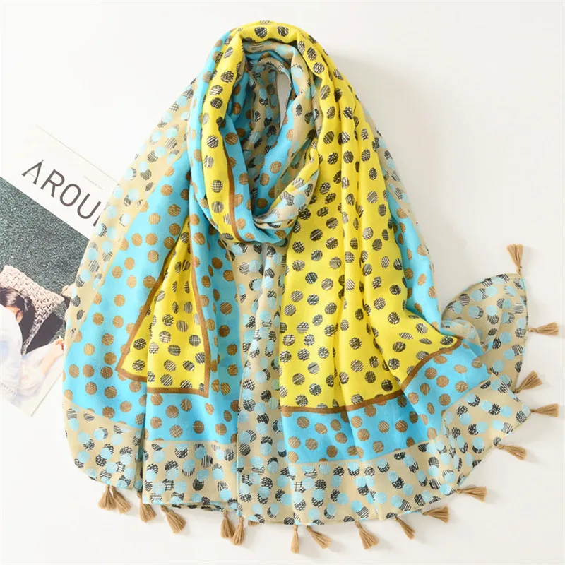 Fashion Women Spring Autumn Viscose Scarf Shawl Luxury Aztec Geometric Tassel Pashmina Stole Wrap Echarpe Foulards Muslim Hijab