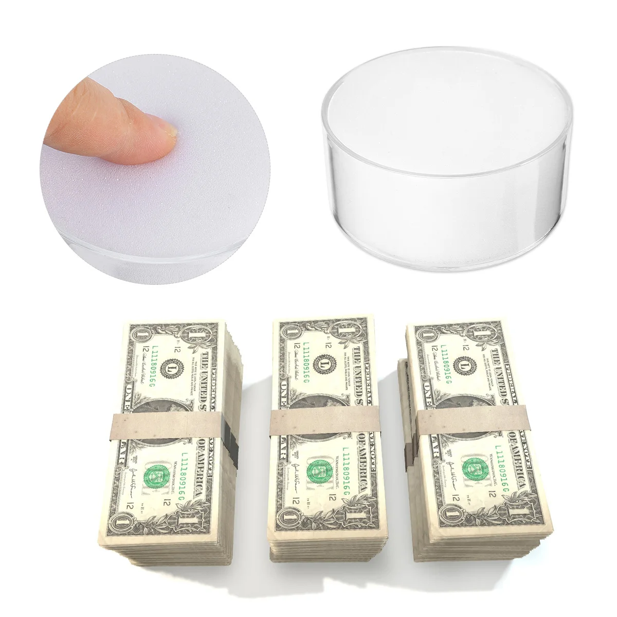 

2 Pcs Round Money Counting Hand Wet Device Sponges Cash Moisten White Fingertip