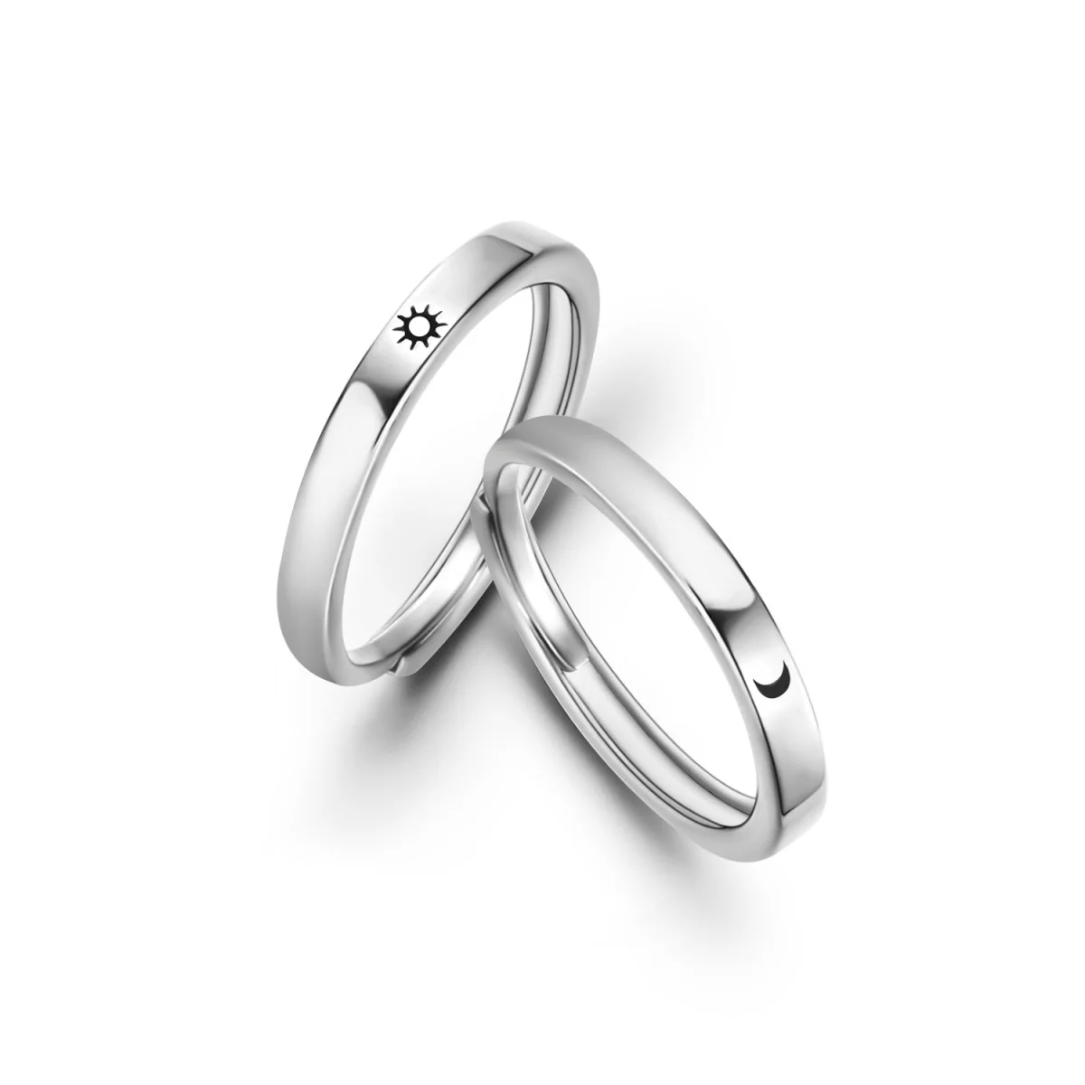 2 Teile/satz Einfache Sonne Mond Muster Paar Ringe Für Frauen Männer Romantische Silber Farbe Mond Sonne Finger Ring Hochzeit Bankett schmuck