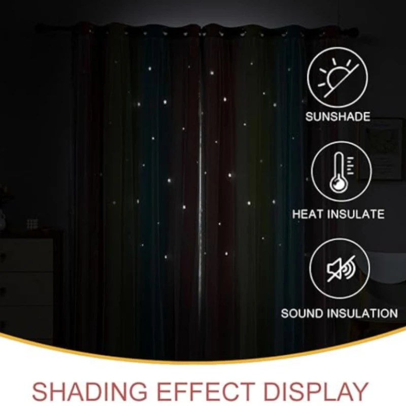 Curtains For Living Room Bedroom Double Layers Sheer Rainbow Colorful Princess Home Decoration Drapes