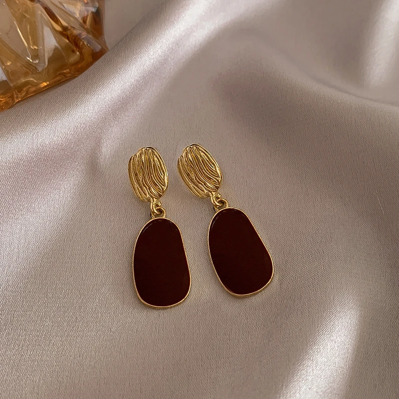 Mode Geometrische Rote Emaille Ohrstecker für Frauen Aussage Vintage Imitation Perlen Ohrringe Licht Luxus Party Schmuck Geschenk – Detail 10