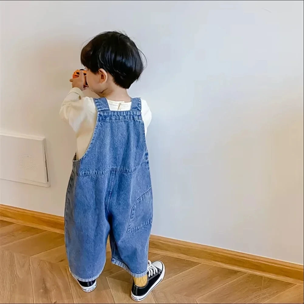 Stilvolle Baby Mädchen Overall Jungen Casual Denim Overalls 1-6Y Kinder Lose Jean Trägerhose Mädchen Herbst Frühling kinder Kleidung – Detail 11