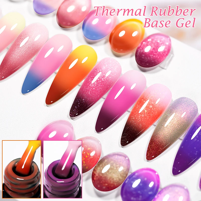 MEET ACROSS 7ml Grau Rosa Thermal Rubber Base Gel 3 Farbe Ändern Gel Nagellack 2 In 1 Gradient Temperatur Nail Art Lack