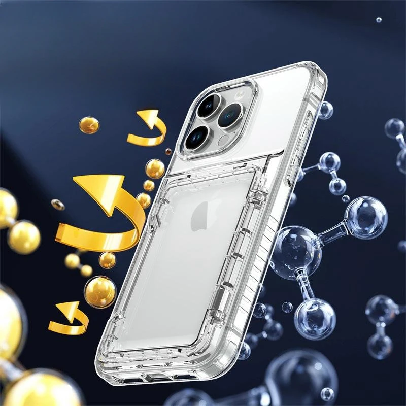 Card Holder Phone case For iPhone 15 14 16 13 12 11 Pro Max Transparent Stand Cover Cases for iPhone15 15pro Max image 3