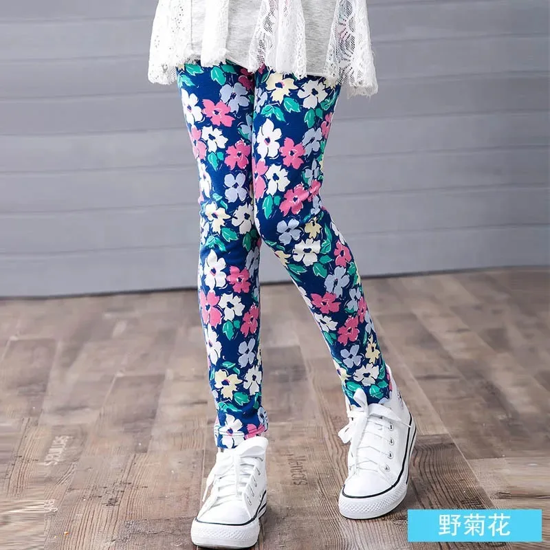 2024 Spring Girls Printed Leggings pants toddler teen kids trousers warm soft colourful children