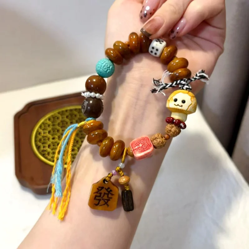 

Bone Duobao Single Ring With Bodhi Magnesite Antlers Mushroom Bracelet