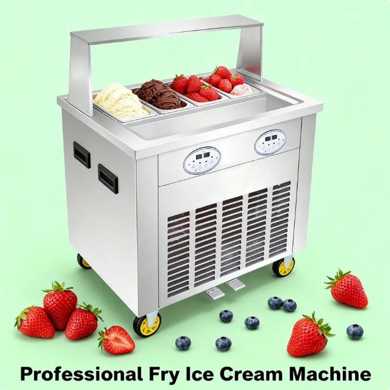 Electric Intelligent Fried Ice Cream Roll Machine Commercial Stainless Steel Frozen Yogurt Machine