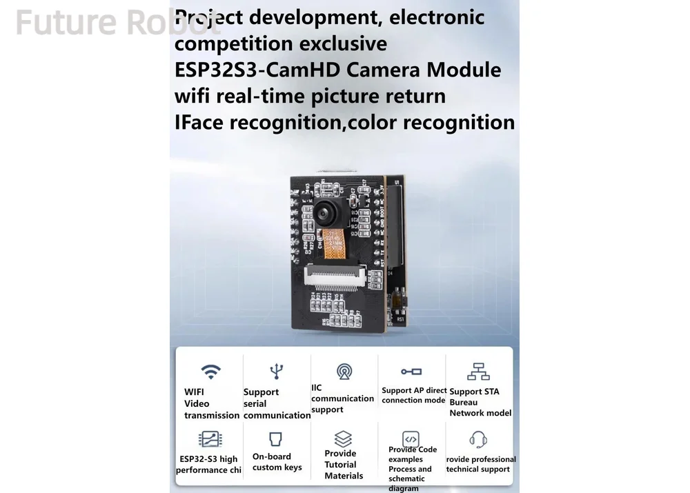 Módulo de reconocimiento Visual ESP32, Wifi, transmisión de imágenes en tiempo Real, puerto serie IIC/Sensor de código abierto, cámara AI para Kit de coche Robot