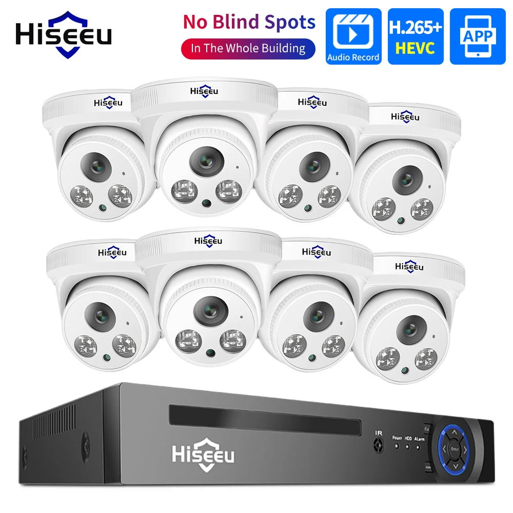 

Hiseeu 5MP POE Security Camera System Human Detection 8Port 10CH NVR H.265 Video Recorder CCTV Indoor Surveillance IP Camera Kit