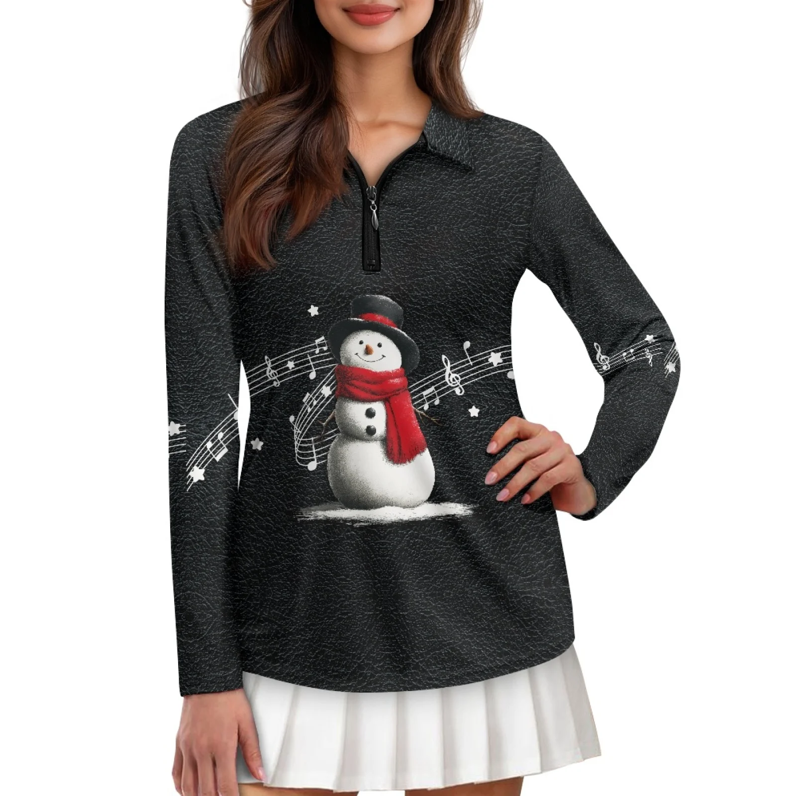 PENSTROLL Snowman Music Notes Womens Athletic Golf Hiking Shirts Tops Hiking Tennis Running Tops for Golf Course