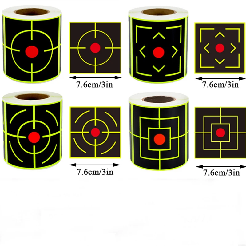 셀프 접착 슈팅 타겟 스티커, 스플래쉬 앰프 반응 연습, 훈련 사냥 스티커, 7.6cm, 200 개/롤