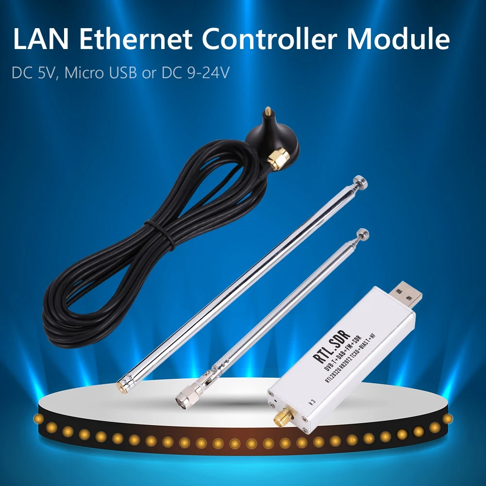 ABAC-para RTL-SDR Blog RTL SDR V3 R820T2 RTL2832U 1PPM TCXO SMA RTLSDR Radio definida por Software con antena multiusos