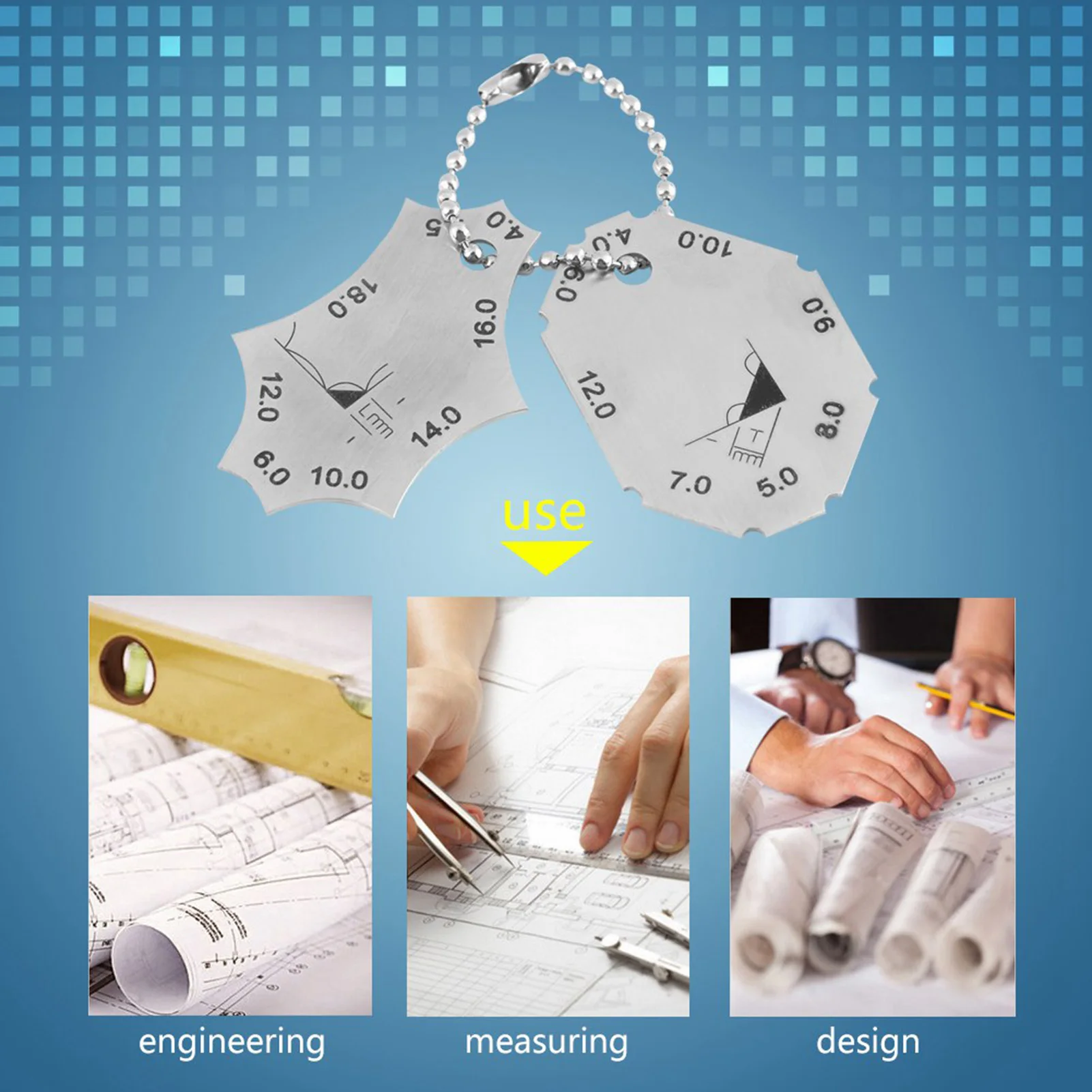 Welding Gauge Two piece Gage Fillet Weld Tee Joint Welding Throat Depth Leg Length Gauge Ruler Two piece Gage Welding Ruler