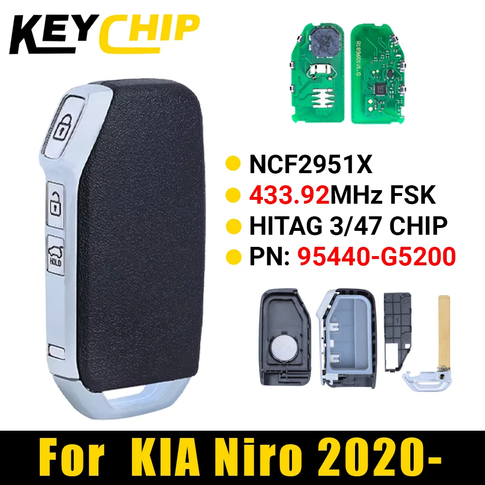 КЛЮЧ ЧИП 95440-G5200 для KIA Niro 2020 2021 433 МГц ID47 пассивный бесконтактный вход без ключа Go умный автомобильный удаленный ключ от машины