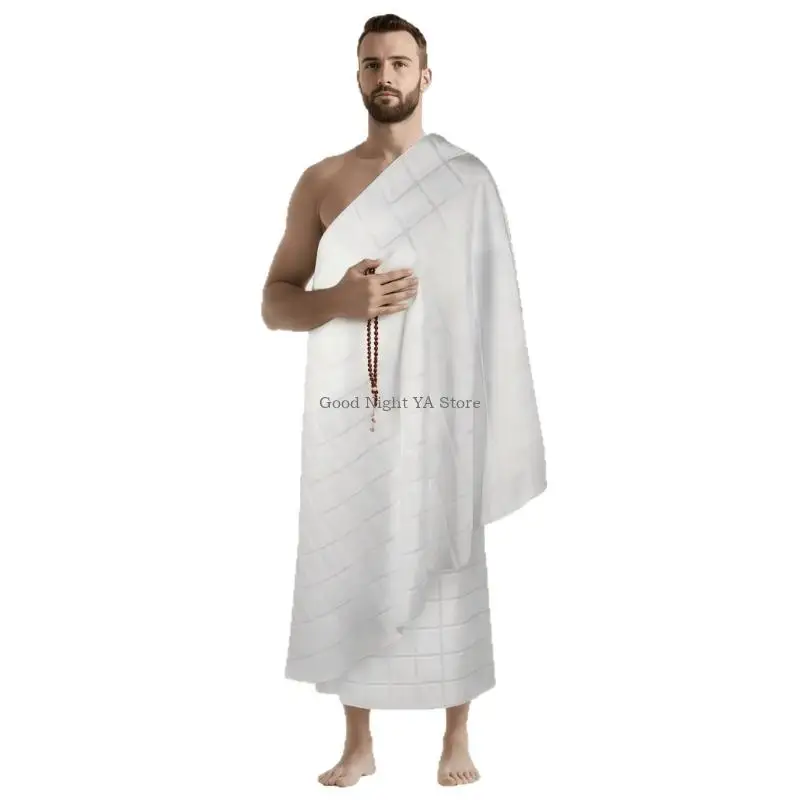  Men Umrah Accessory Set with Three Item Styling, Wrap Textile, Waist Storage and Coordinated Accent for Carry