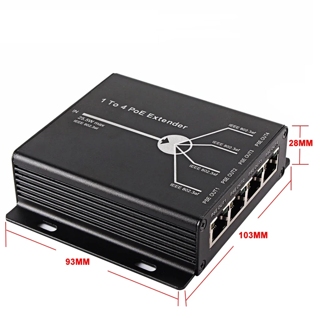 2/4-портовый удлинитель POE IEEE802.3af, передача портов, 4 порта для ip-порта, максимальный удлинитель передачи для ip-камеры