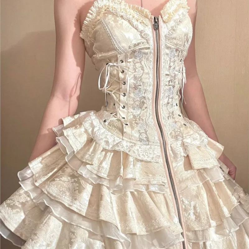 Sweet Elegant Lady Suspender Dress Women's Season Cake Skirt