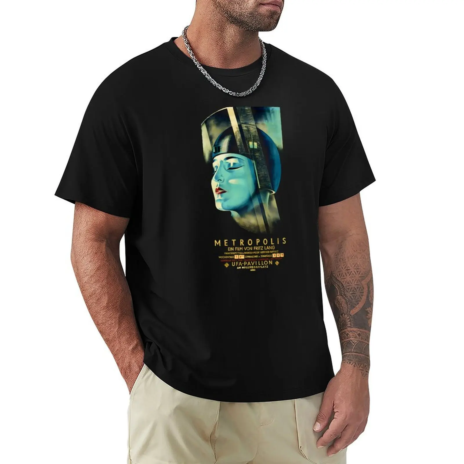 

Metropolis Movie Poster 1927 Release T-shirt heavyweights vintage clothes black t shirts for men