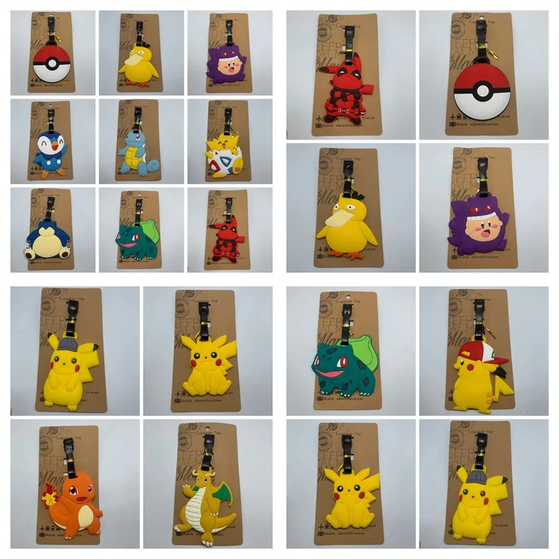 Cartoon Anime Pokemon Kawaii Pikachu Charmander Action Toy Figure Cute Bag Accessories Luggage Tag Suitcase Pendant Decoration