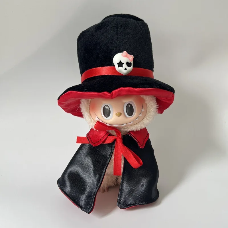 

17cm Labubu Halloween Cape Labubu Magician Costume Witch Hat Set Vinyl Doll Replacement Set
