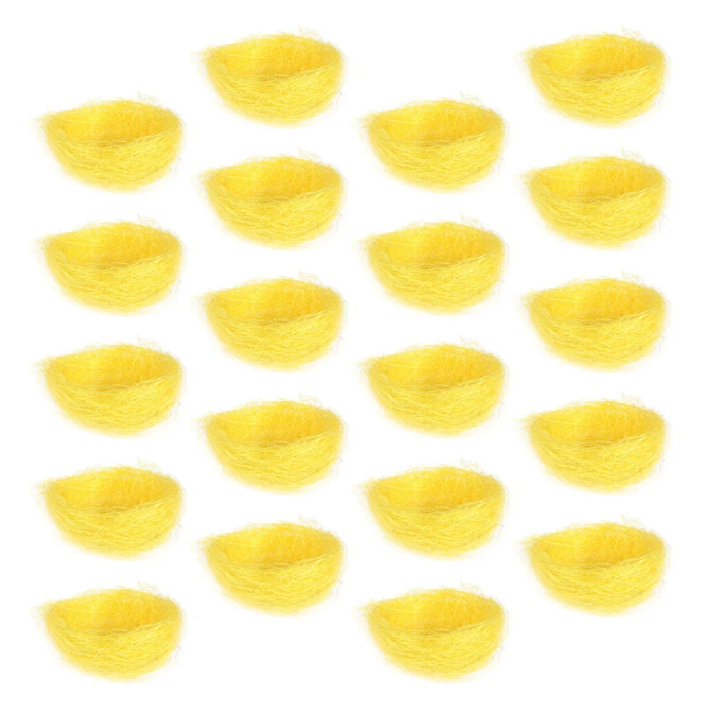 

20 Pcs Figurine Animals Bird's Nest Plate Decoration Photo Props Accessories Thread Nests Yellow Artificial Adornments