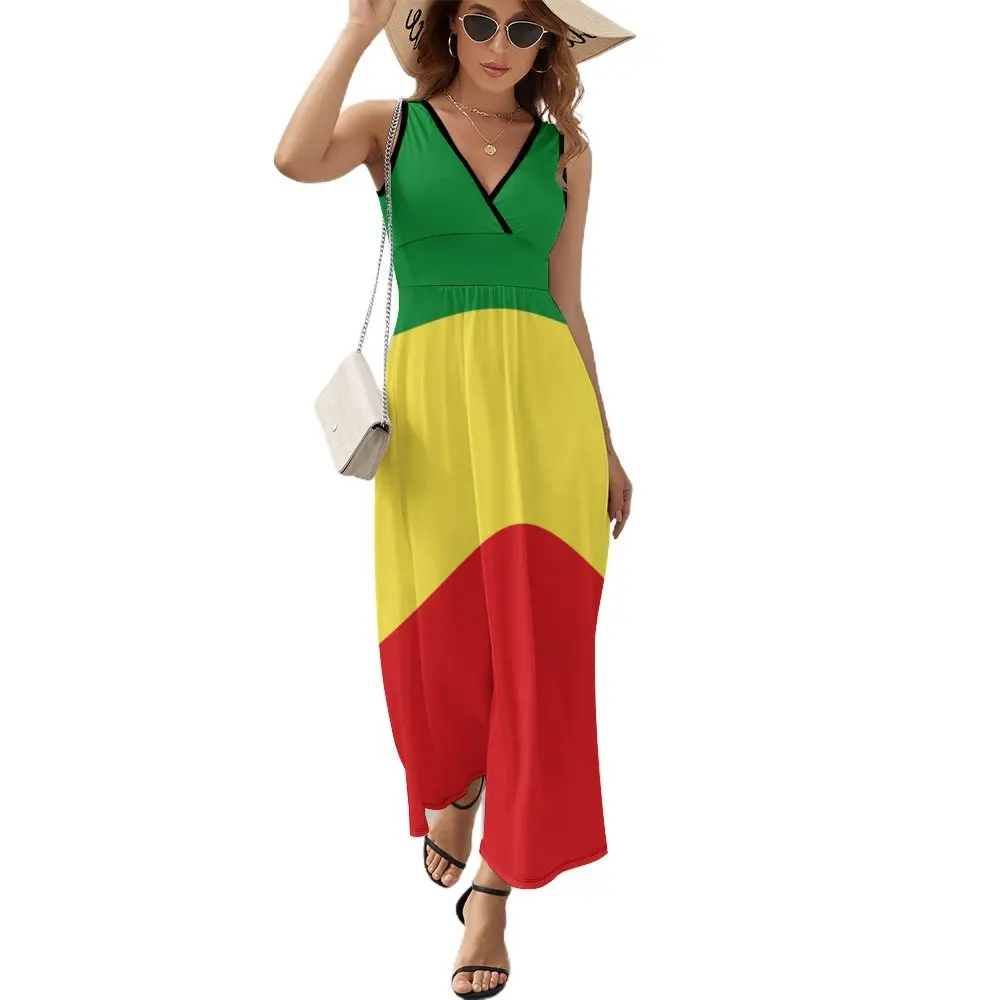 Ethiopian Flag Dress Street Wear Boho Beach Long Dresses Women Vintage Design Maxi Dress Gift Idea