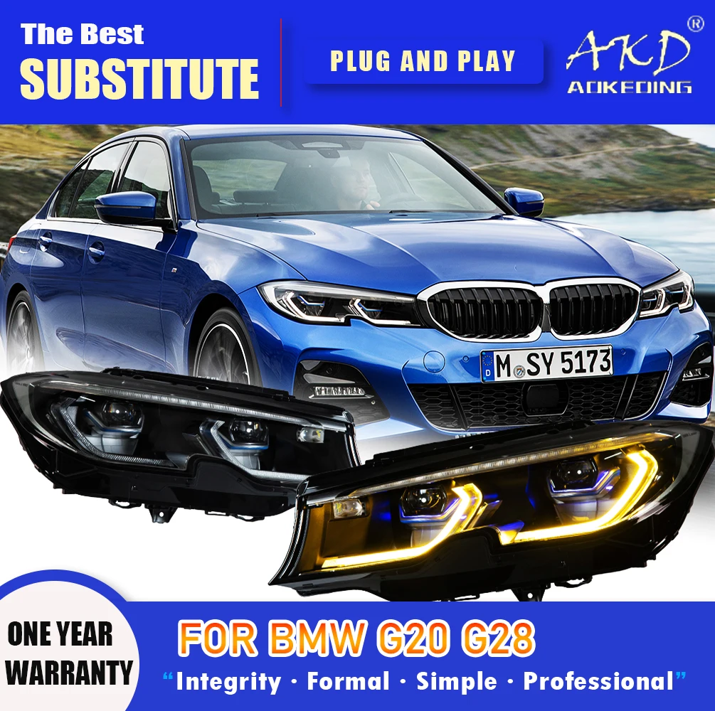 

AKD Фара для BMW G20 G28 Светодиодная фара 2018-2021 Фары 325i 320i DRL Указатель поворота Дальнего света Объектив проектора Angel Eye