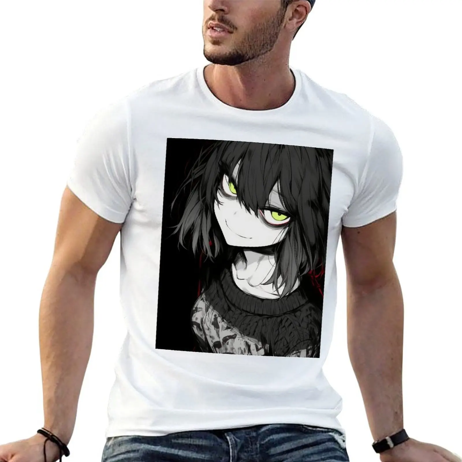 Creepy Pop Green Eye Glow T-Shirt Festive Simple T-Shirt