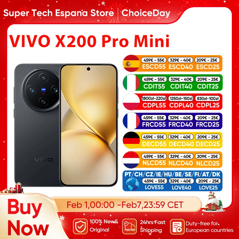 【Marca +】Vivo X200 Pro Mini teléfono móvil 6,31 "AMOLED 120 HZ Pantalla Dimensidad 9400 Android 15,0 OTA 5700 mAh 90 W Carga 50.0 MP
