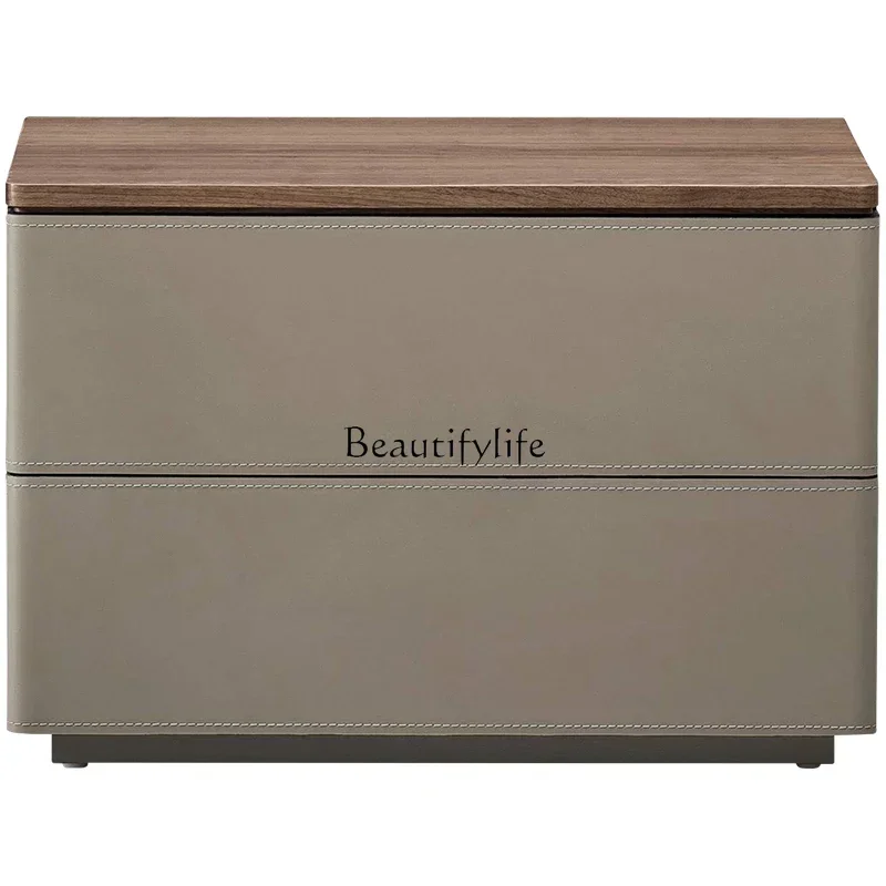 

FG44Italian minimalist bedside table saddle leather bedroom light luxury high-end modern minimalist bedside table