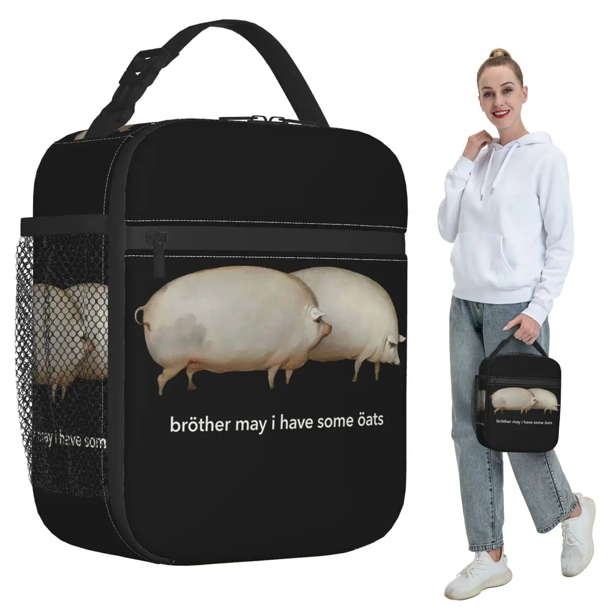 هل لدي بعض الشوفان، حقيبة غداء كلاسيكية معزولة للمكتب، صندوق طعام حراري مبرد، حاوية صناديق الغداء المحمولة