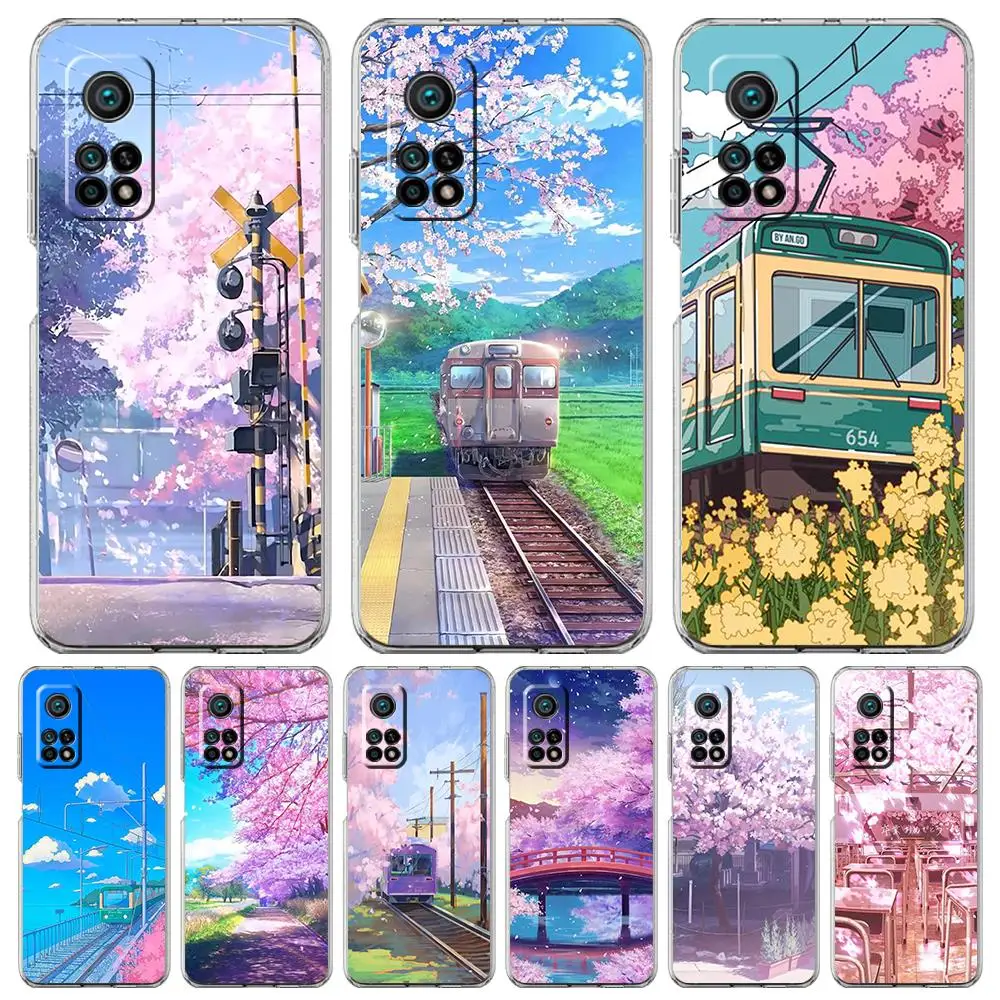 Blossoms Traint Moun Fuji Phone Case For Xiaomi 14 13 12 Lite Mi 11 11X 13T 12T 11T For Poco X5 X4 X3 NFC F5 F4 M4 Pro 5G Cover