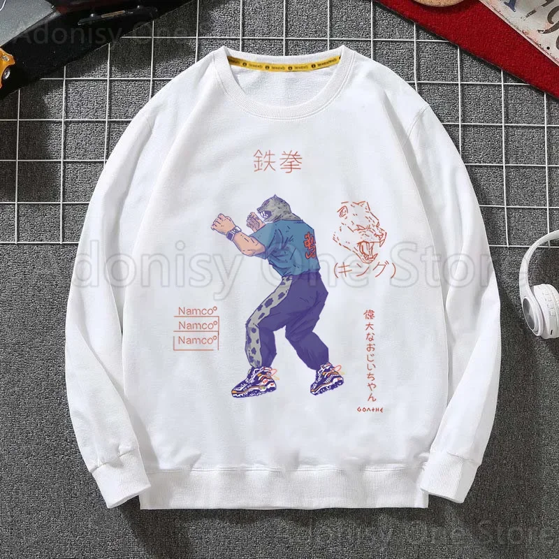 King Tekken Hoodies Spring Autumn Male Casual Sweatshirts Men's White Color Hoodies Sweatshirt Tops