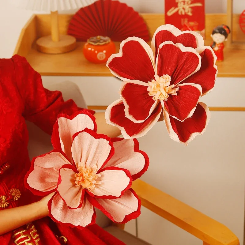 20/25/30 cm Crepe Fiore di carta Leggero Multiuso Rughe Fiore di carta Stereoscopico Decorazione floreale Forniture per feste