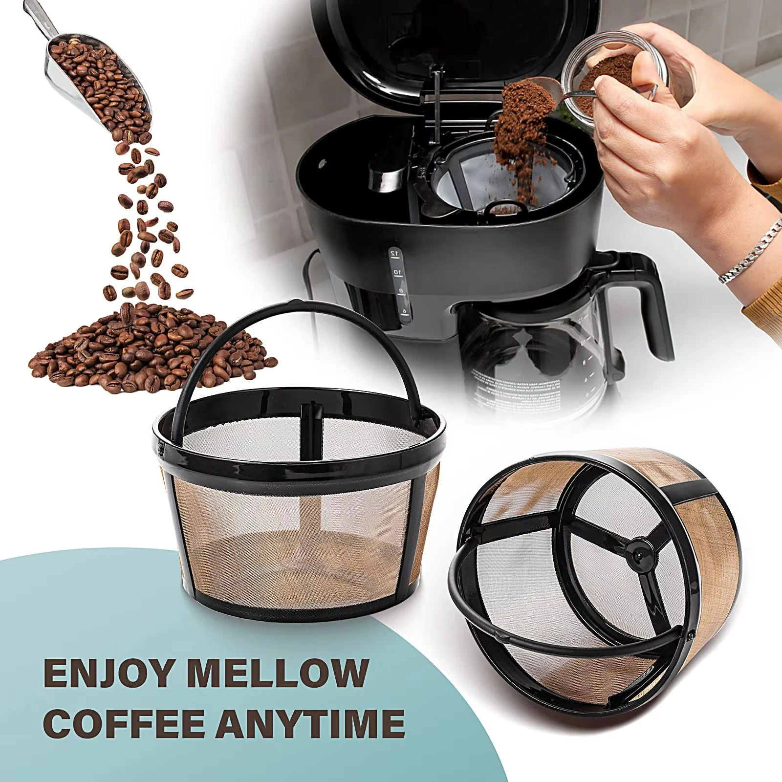 Coffee Filter Basket Stainless Steel Mesh Nylon Coffee Filter Machine Reusable Tea Coffee Filter Screen Coffee Accessories