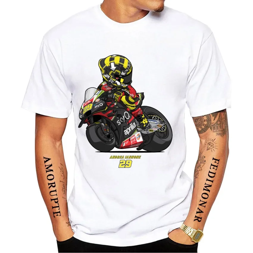 

Andrea Iannone The Manlac 29 GP Riding T-Shirt Summer Men Short Sleeve Hip Hop Boy Casual Tees Motorcycle Sport Rider White Tops