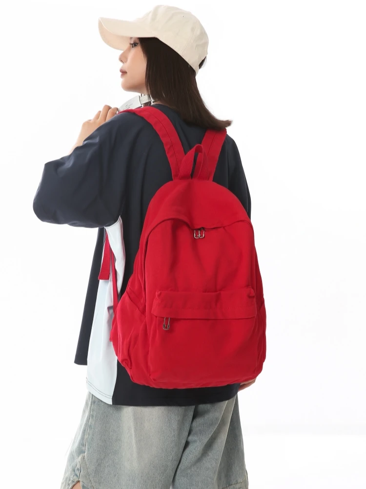 Retro Canvas Backpack Unisex Commuter Bag Fashionable 2026 Bear Lady Brand Zipper Closure Soft Handle Polyester 