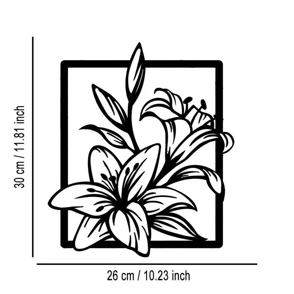 HIRALIY 3D Iron Lily Wall Art, Rustproof Metal Sculpture, Removable Home Decor Gift