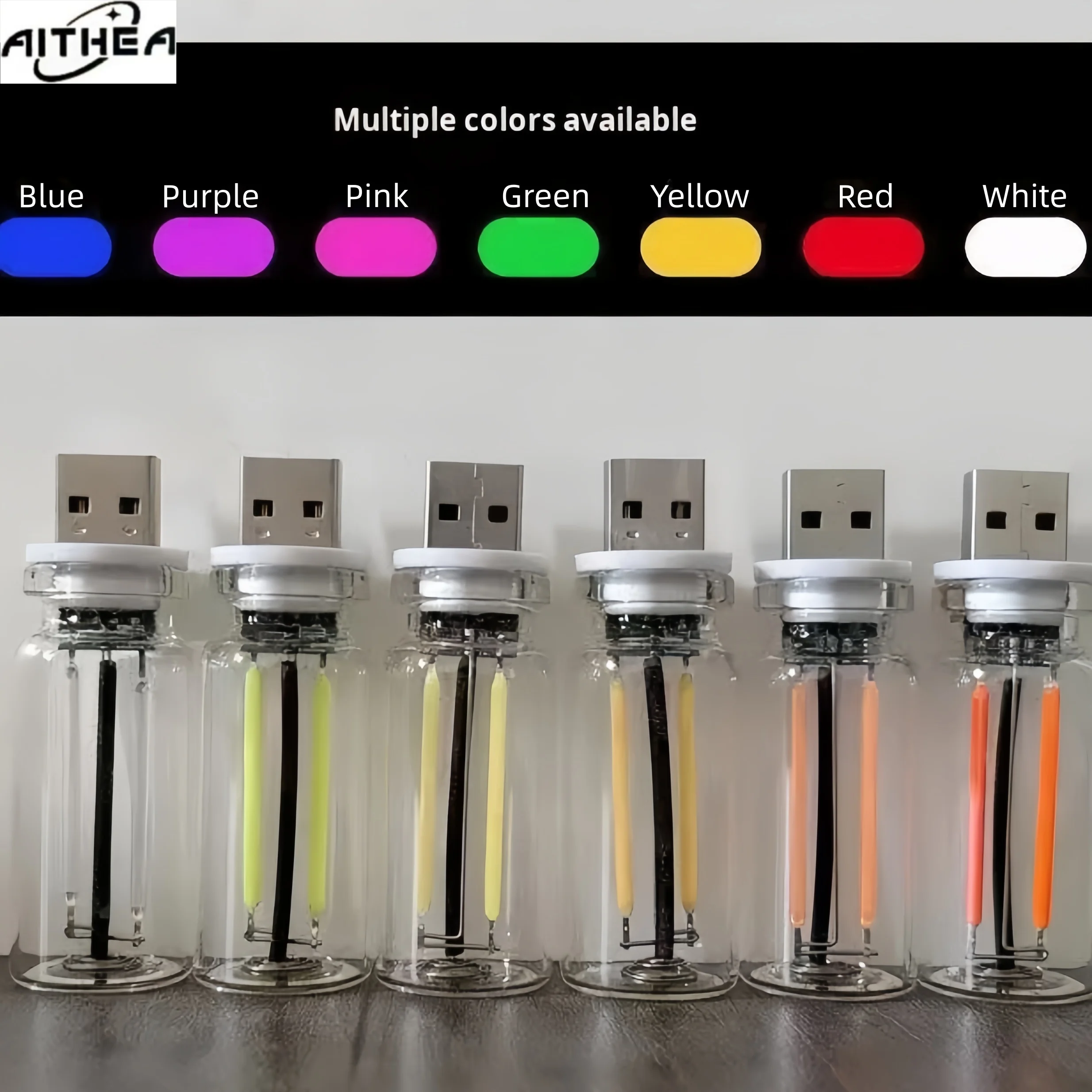 

Светодиодный USB-светильник AITHEA для автомобиля, настольный, с регулировкой яркости, персонализированный ночник для авто, стола и путешествий