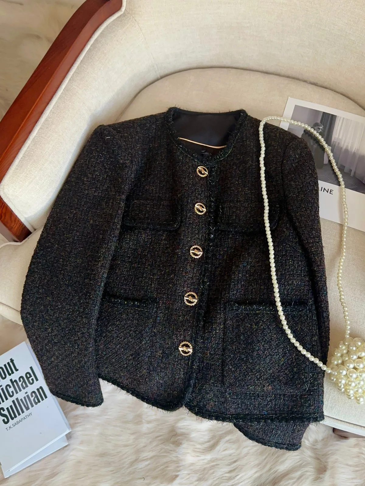 

Корейское ретро-пальто с одной пуговицей, женское, осеннее, класса люкс, для элегантных дам, модель A7895, для повседневной носки, прямого кроя.