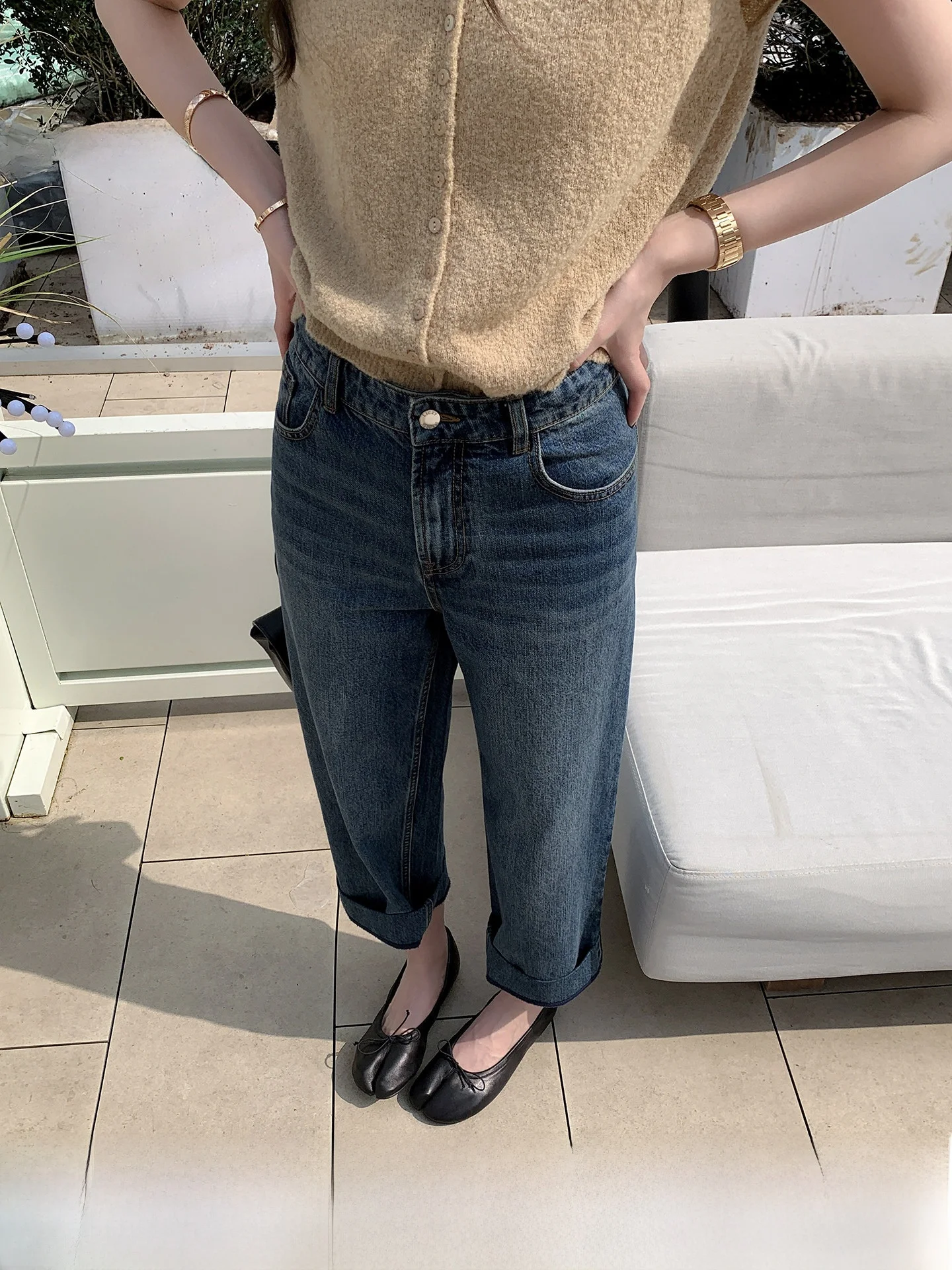 

Женские джинсы LICKYSENIOR с высокой талией, прямого кроя, премиум-линия, свободные, струящиеся, длиной 7/8, весна 2026, новый стиль