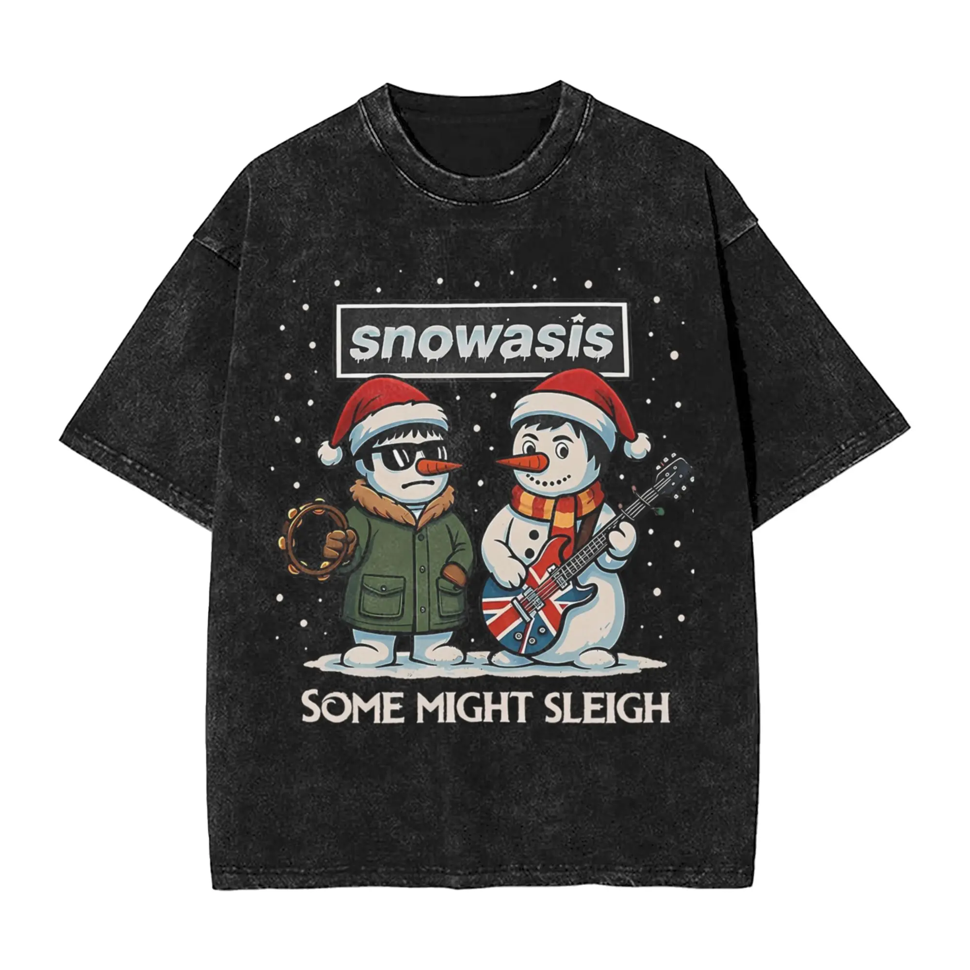Snowasis Christmas Jumper O-Oasis Washed T Shirt Streetwear Hip Hop T-Shirts  Tees Tops Men Women Short Sleeve Harajuku Printed