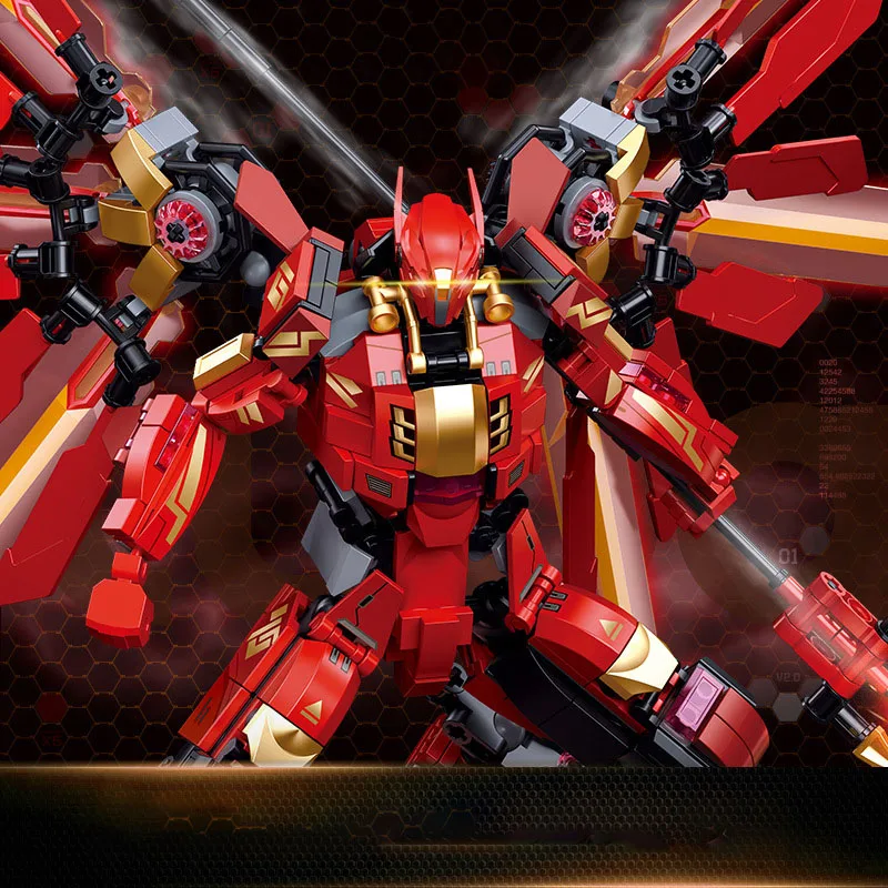 511PCS Deformed Mecha series B1152 Classic Light Halberd Athena Robot Mecha model puzzle building blocks for boys and children