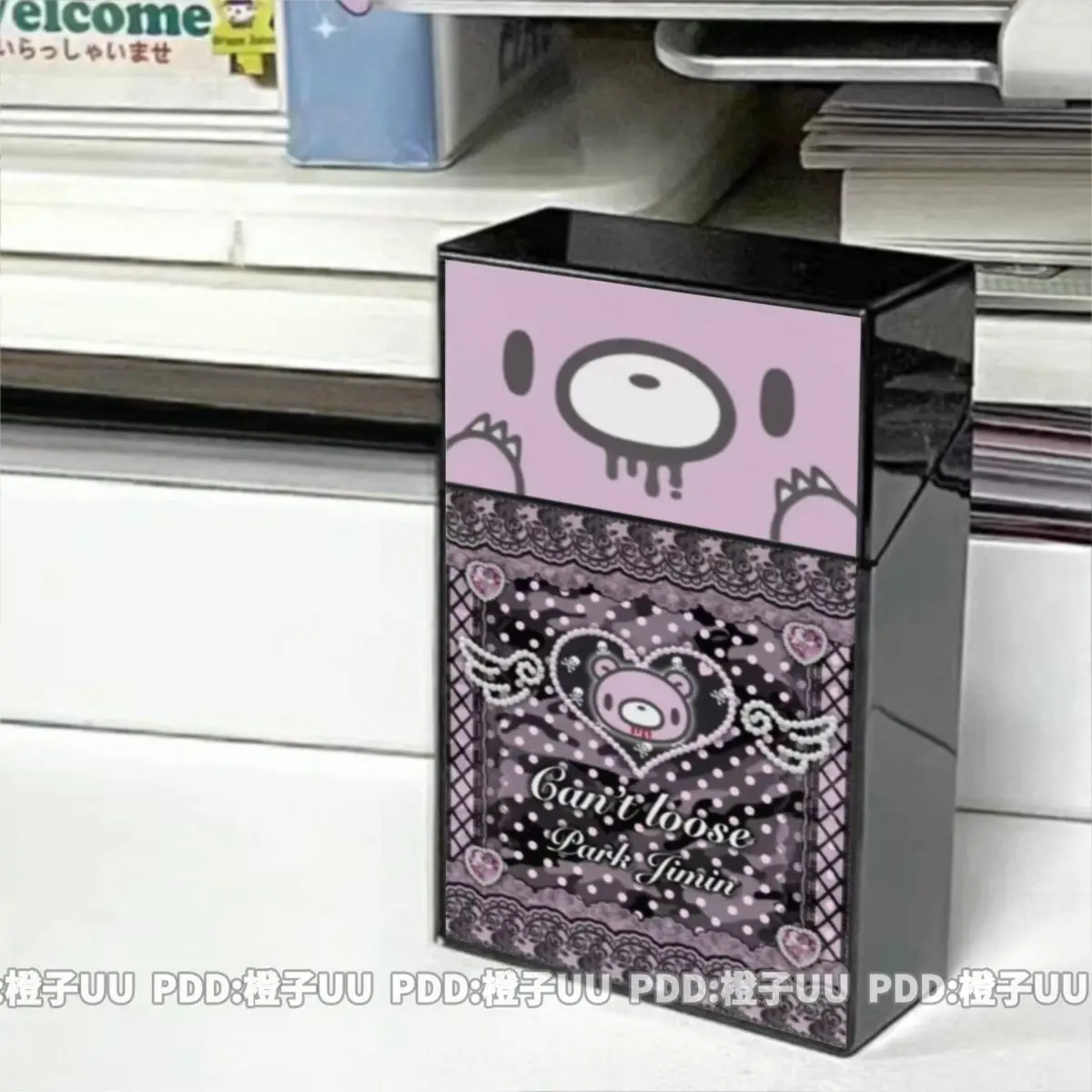 

Портативный пластиковый портсигар Hello Kitty Dark Lace Bear с защитой от падений, креативный, с откидной крышкой, на 20 сигарет, для хранения мелких карточек