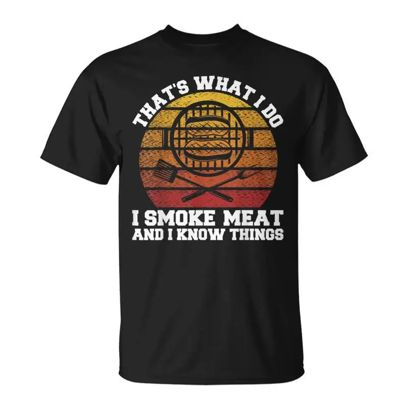 Футболка I Smoke Meat And I Know Things Bbq Smoker Pitmaster, роскошная мужская футболка с животным принтом для мальчиков, возвышенная винтажная одежда, мужская футболка Футболка I Smoke Meat And I Know Things Bbq Smoker Pitmaster, роскошная мужская футболка с животным принтом для мальчиков, возвышенная винтажная одежда, мужская футболка