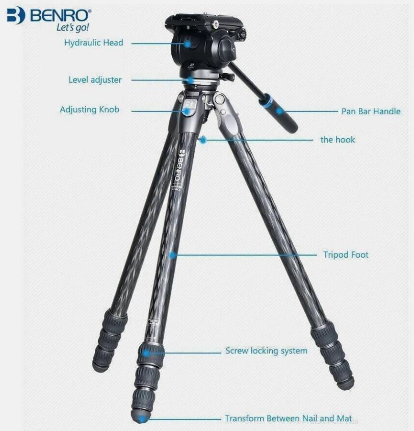 Benro TR328CL (TTOR34) TR328CLK Tripod Carbon Fiber Tripods Camera Stand S4N（s4pro） Video Head