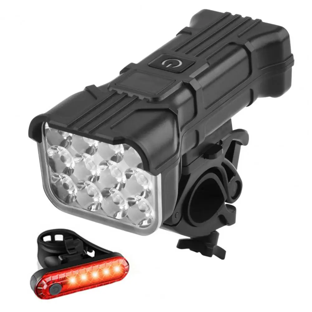 Bike Headlight Usb Rechargeable Light Set with Power Display Super Bright Headlight Tail Lamp for Night