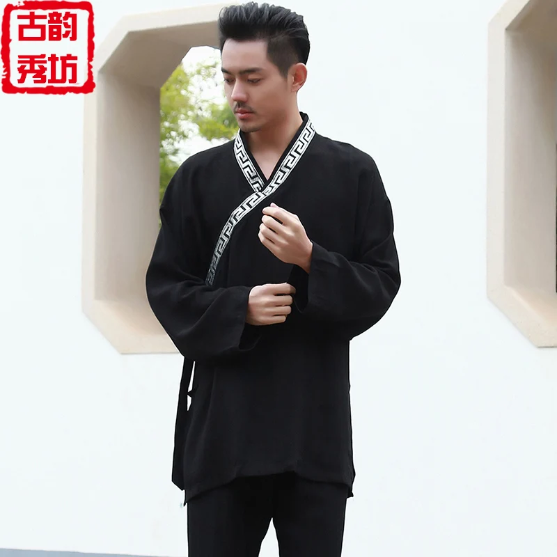 youthful-chinese-style-renovated-tang-costume-men's-fashionable-collared-top-traditional-hanfu-clothing-casual-embroidered-de