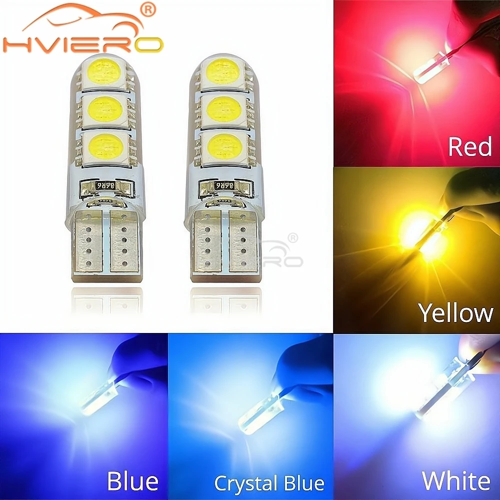 1PCS T10 5050 6SMD White Car LED DC 12V Canbus Silicone Lights Bulb Led Parking Fog Tail Light Auto Waterproof Lamp Modification